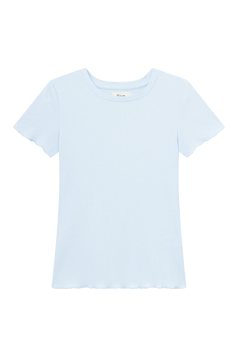 Givn Berlin Geripptes T-Shirt GBPIXIE slim Fit aus Bio-Baumwolle T-Shirt Ice Blue (Rib)