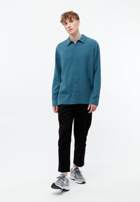 Givn Berlin Hemd GBHOLGER oversize aus Bio-Baumwoll Musselin Buttoned Shirt Basalt (Musselin)