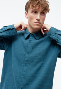 Givn Berlin Hemd GBHOLGER oversize aus Bio-Baumwoll Musselin Buttoned Shirt Basalt (Musselin)