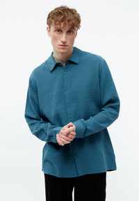 Givn Berlin Hemd GBHOLGER oversize aus Bio-Baumwoll Musselin Buttoned Shirt Basalt (Musselin)