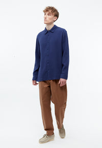 Givn Berlin Hemd GBHOLGER oversize aus Bio-Baumwoll Musselin Buttoned Shirt Nightshade Blue (Musselin)