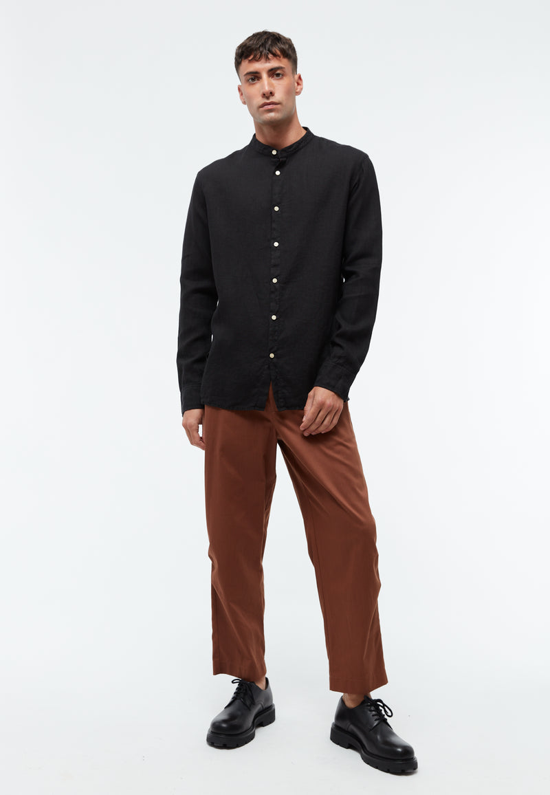 Givn Berlin Hemd GBWES regular aus Leinen mit Stehkragen Buttoned Shirt Black (Linen)