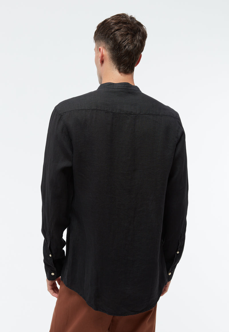 Givn Berlin Hemd GBWES regular aus Leinen mit Stehkragen Buttoned Shirt Black (Linen)