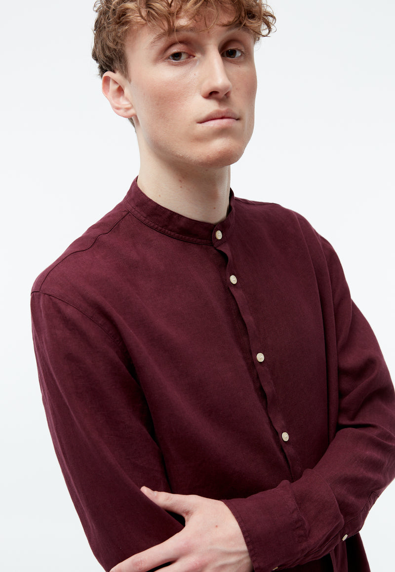 Givn Berlin Hemd GBWES regular aus Leinen mit Stehkragen Buttoned Shirt Burgundy (Linen)