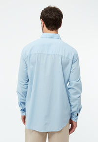 Givn Berlin Hemd GBYUVAL aus Bio-Baumwoll Seersucker Buttoned Shirt Ice Water Blue (Structure)