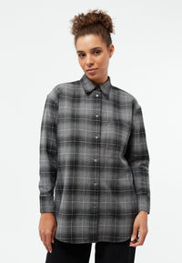 Givn Berlin Hemdbluse GBELIDA in langer Passform Blouse Dark Grey / White (Checked)