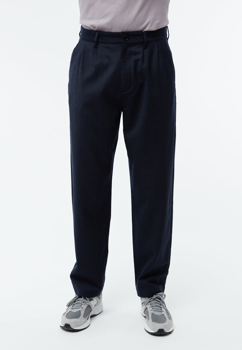 Givn Berlin Hose GBLORENZ aus Wolle mit Bundfalten Trousers Midnight Blue