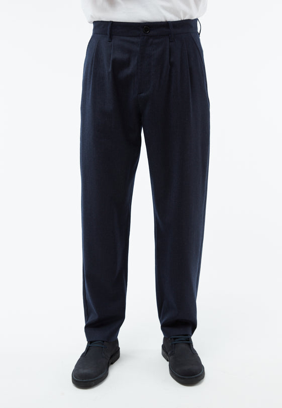 Givn Berlin Hose GBLORENZ aus Wolle mit Bundfalten Trousers Midnight Blue