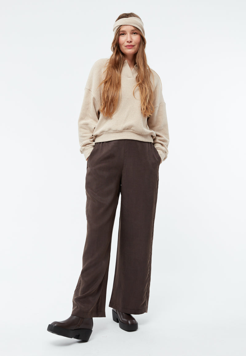 Givn Berlin Hose GBMARLA relaxed aus TENCEL™ mit Peach-Effekt Trousers Coffee Brown (Tencel)