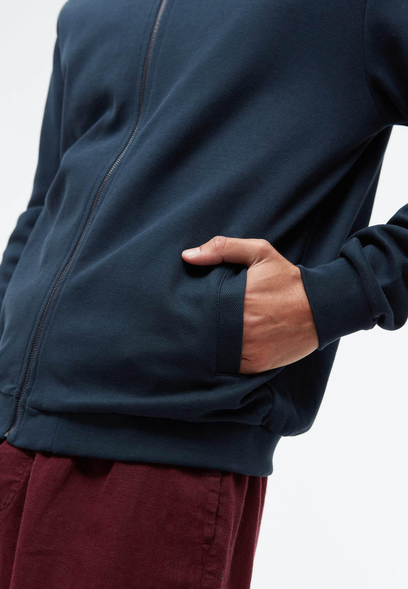 Givn Berlin Jacke GBCARTER aus Bio-Baumwoll Piqué mit Reißverschluss Jacket Midnight Blue (Pique)
