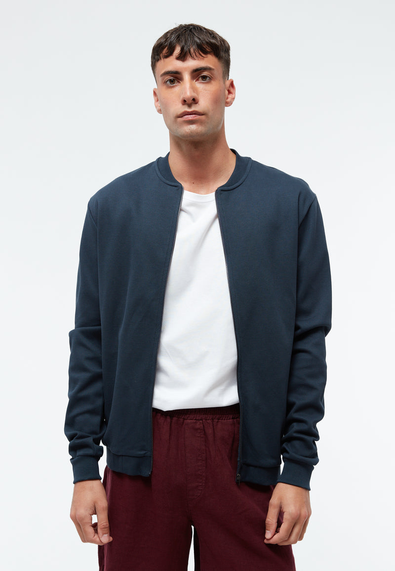 Givn Berlin Jacke GBCARTER aus Bio-Baumwoll Piqué mit Reißverschluss Jacket Midnight Blue (Pique)