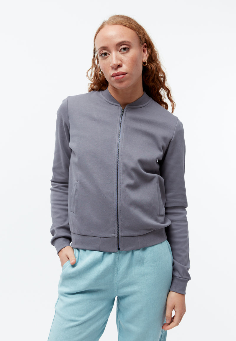Givn Berlin Jacke GBELLA aus Bio-Baumwolle mit Reißverschluss Jacket Stormy Grey (Pique)