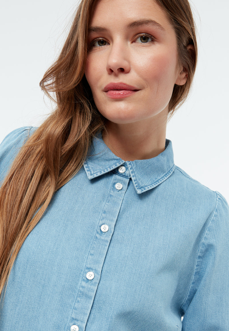Givn Berlin Jeansbluse GBLYRA in elegantem Schnitt Blouse Light Blue (Denim)