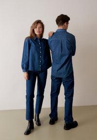 Givn Berlin Jeansbluse GBLYRA in elegantem Schnitt Blouse Dark Blue (Denim)