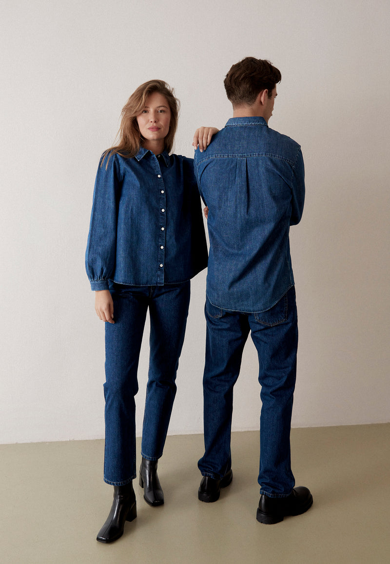 Givn Berlin Jeansbluse GBLYRA in elegantem Schnitt Blouse Dark Blue (Denim)