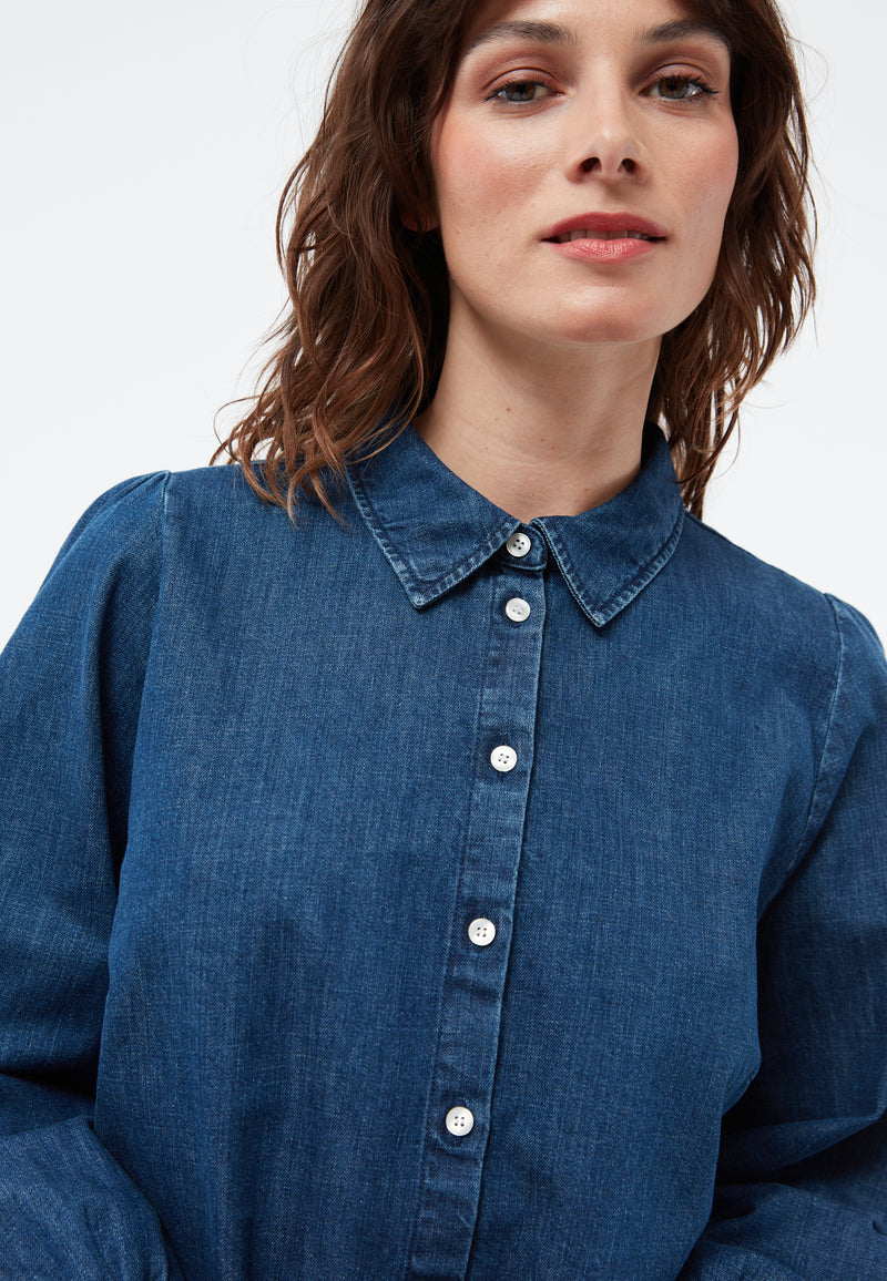 Givn Berlin Jeansbluse GBLYRA in elegantem Schnitt Blouse Dark Blue (Denim)
