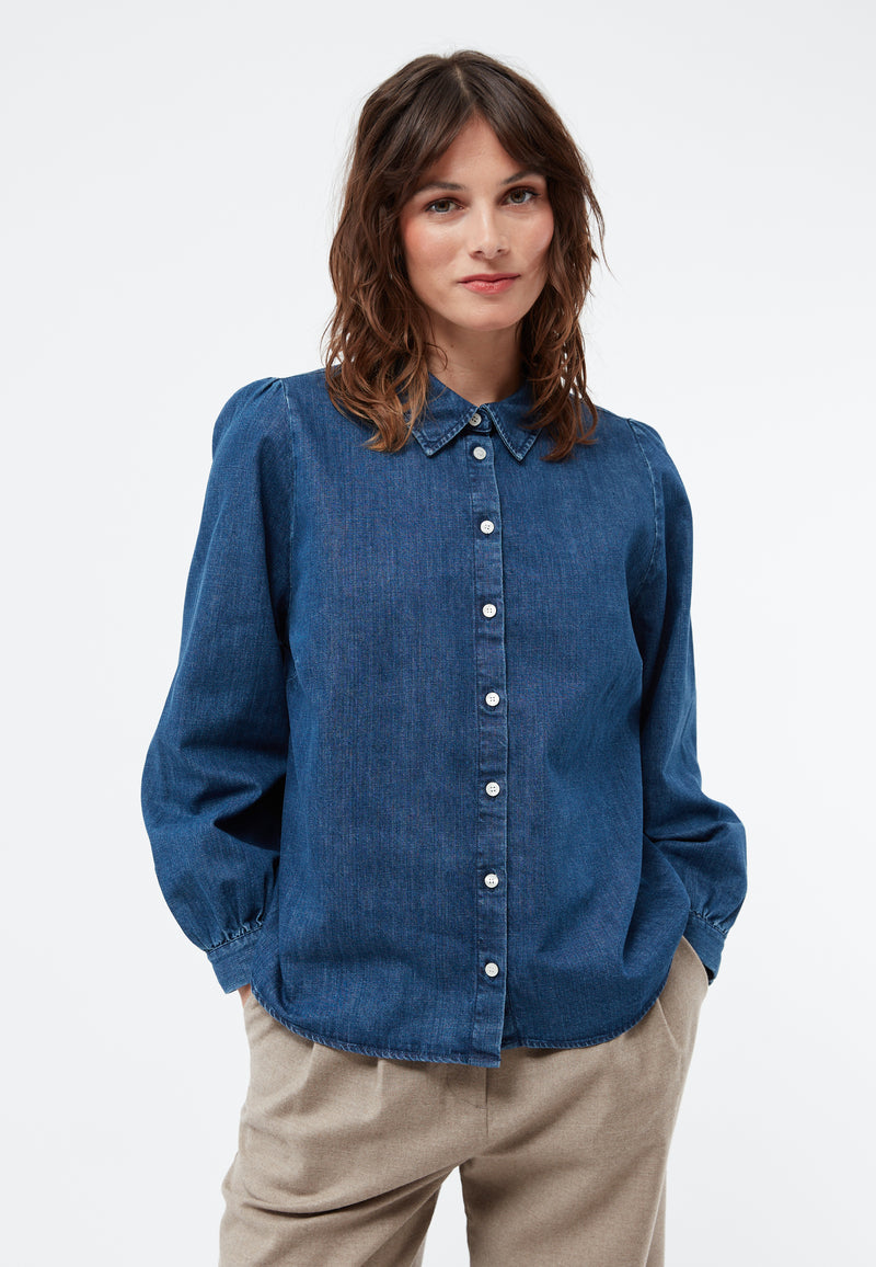 Givn Berlin Jeansbluse GBLYRA in elegantem Schnitt Blouse Dark Blue (Denim)