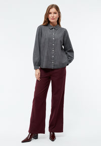 Givn Berlin Jeansbluse GBLYRA in elegantem Schnitt Blouse Washed Black (Denim)