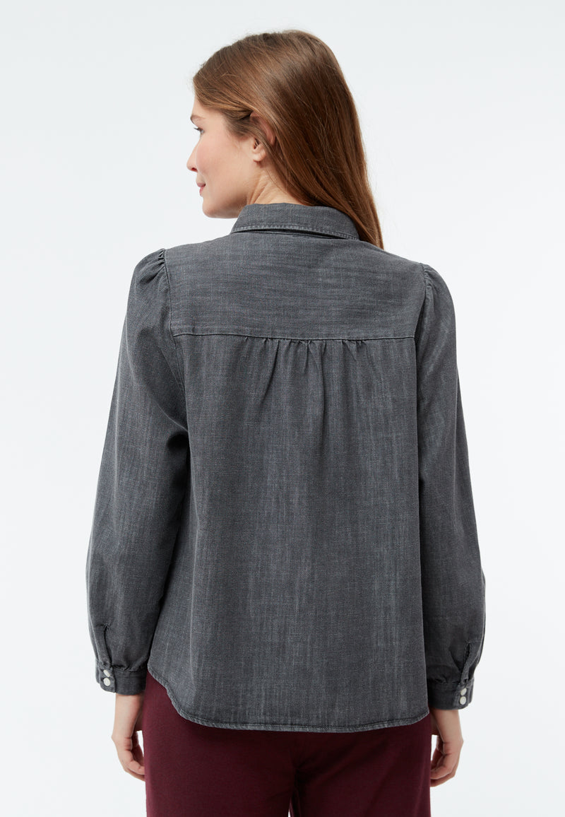 Givn Berlin Jeansbluse GBLYRA in elegantem Schnitt Blouse Washed Black (Denim)