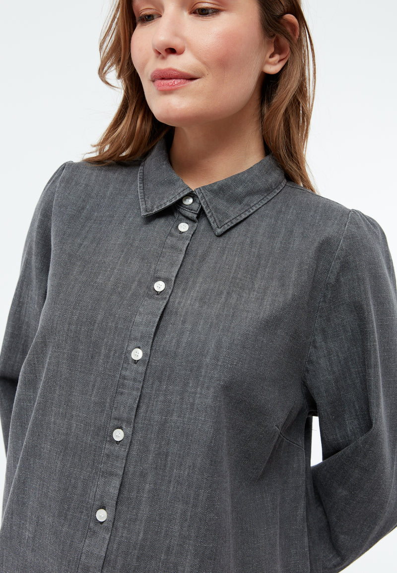 Givn Berlin Jeansbluse GBLYRA in elegantem Schnitt Blouse Washed Black (Denim)