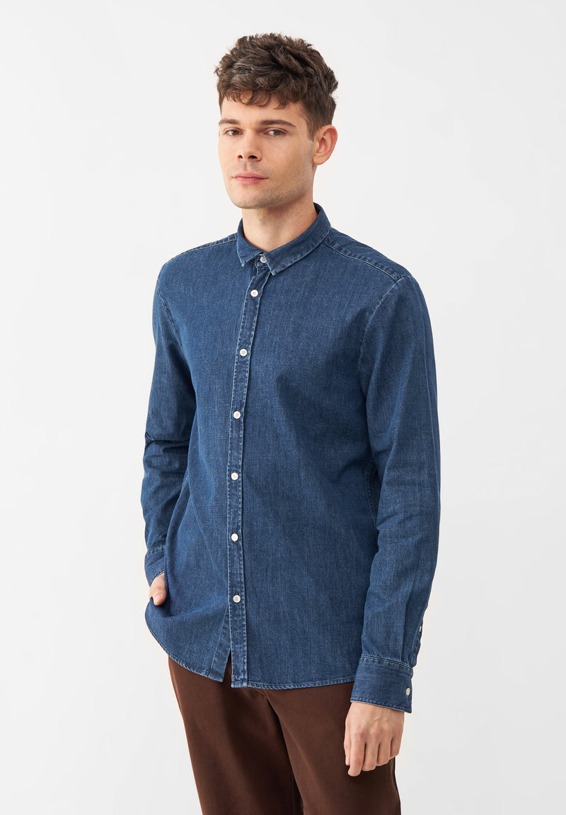 Givn Berlin Jeanshemd GBDEVIS aus Bio-Baumwolle  Buttoned Shirt Dark Blue (Denim)