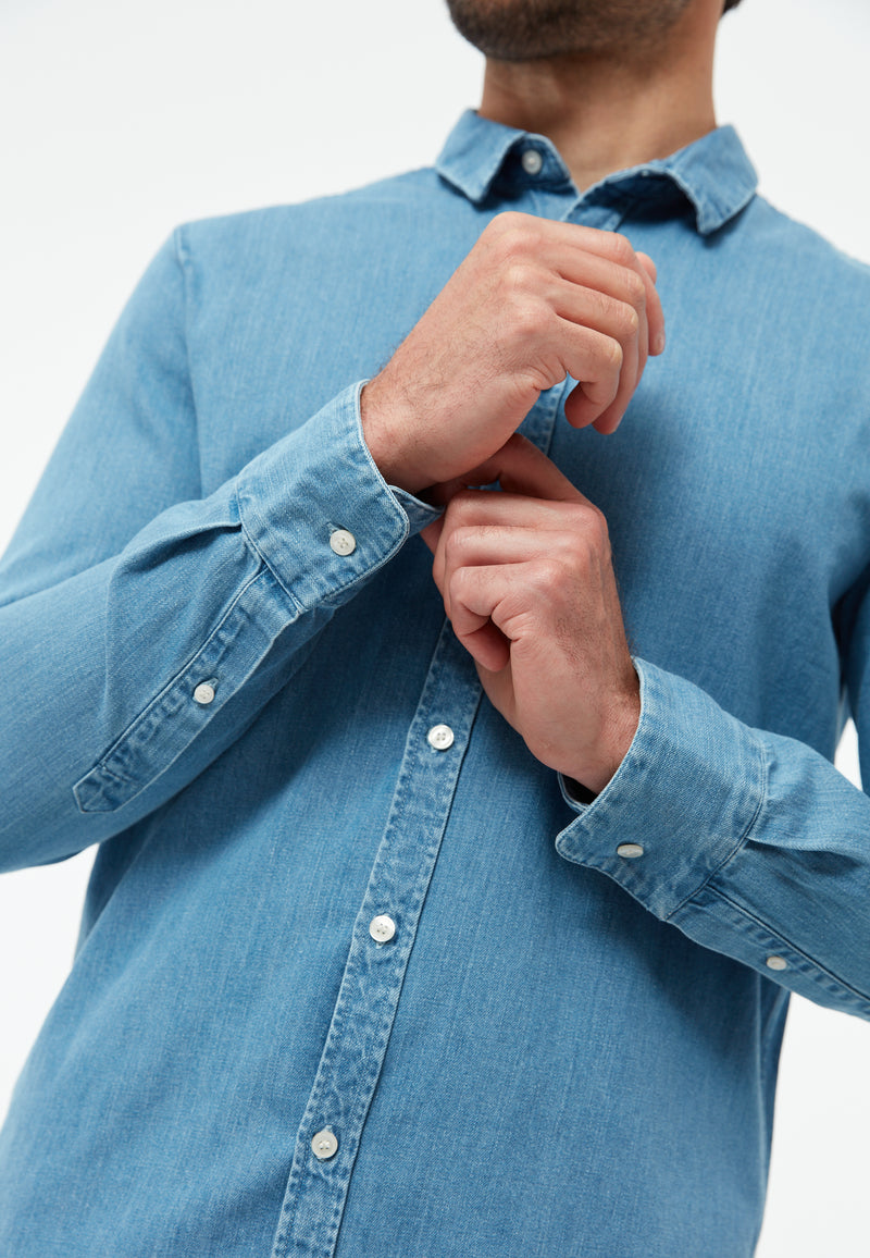 Givn Berlin Jeanshemd GBDEVIS regular aus Bio-Baumwolle Buttoned Shirt Light Blue (Denim)