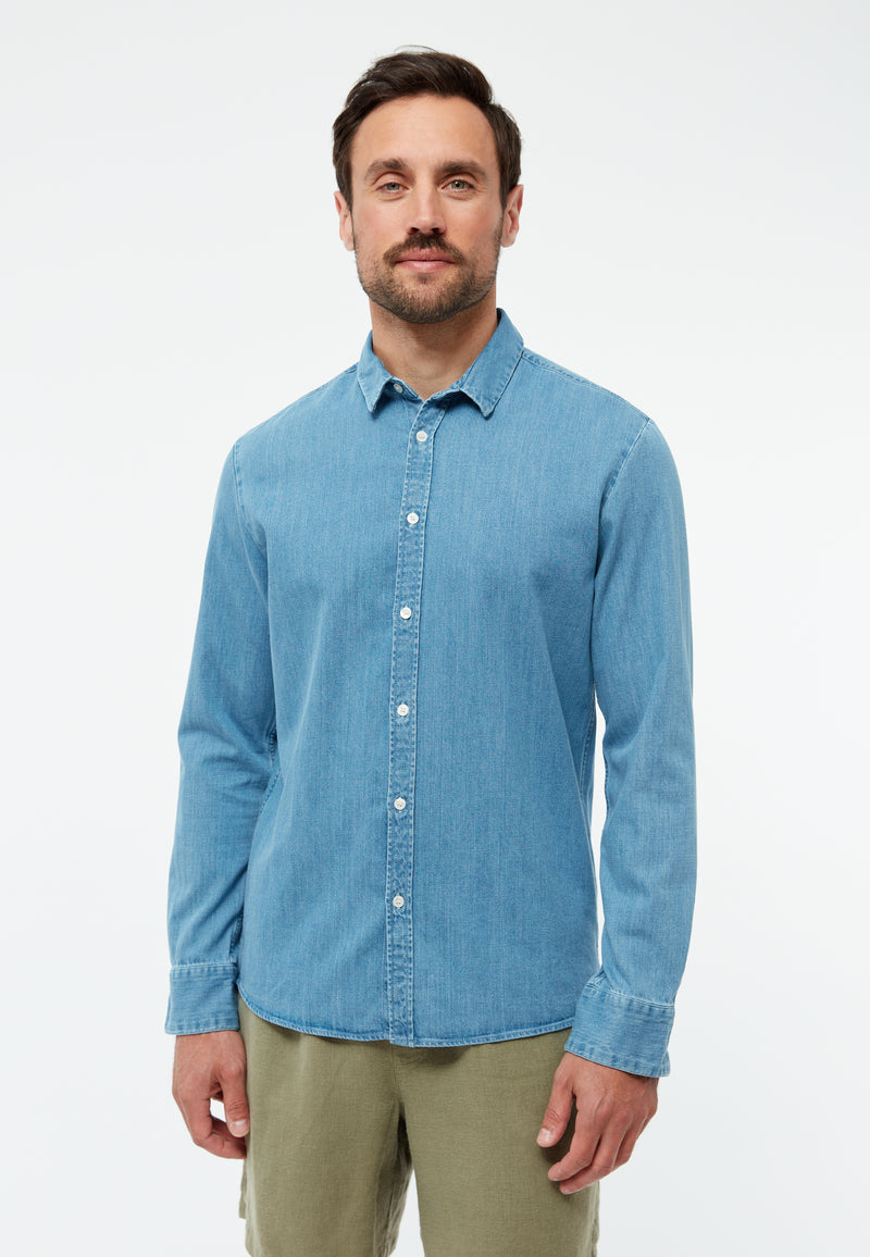 Givn Berlin Jeanshemd GBDEVIS regular aus Bio-Baumwolle Buttoned Shirt Light Blue (Denim)