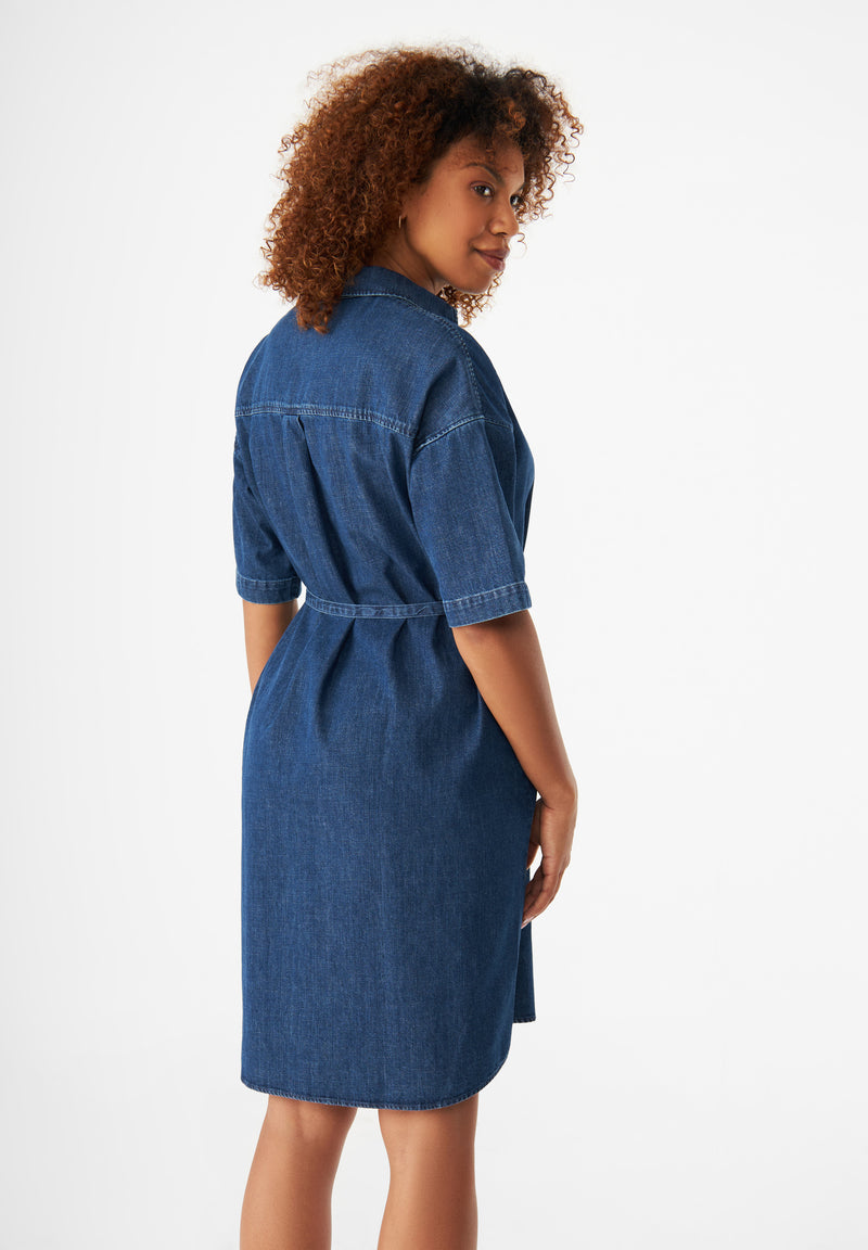 Givn Berlin Jeanskleid GBELOISE relaxed Fit aus Bio-Baumwolle Dress Dark Blue (Denim)