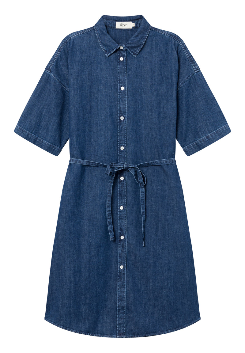 Givn Berlin Jeanskleid GBELOISE relaxed Fit aus Bio-Baumwolle Dress Dark Blue (Denim)