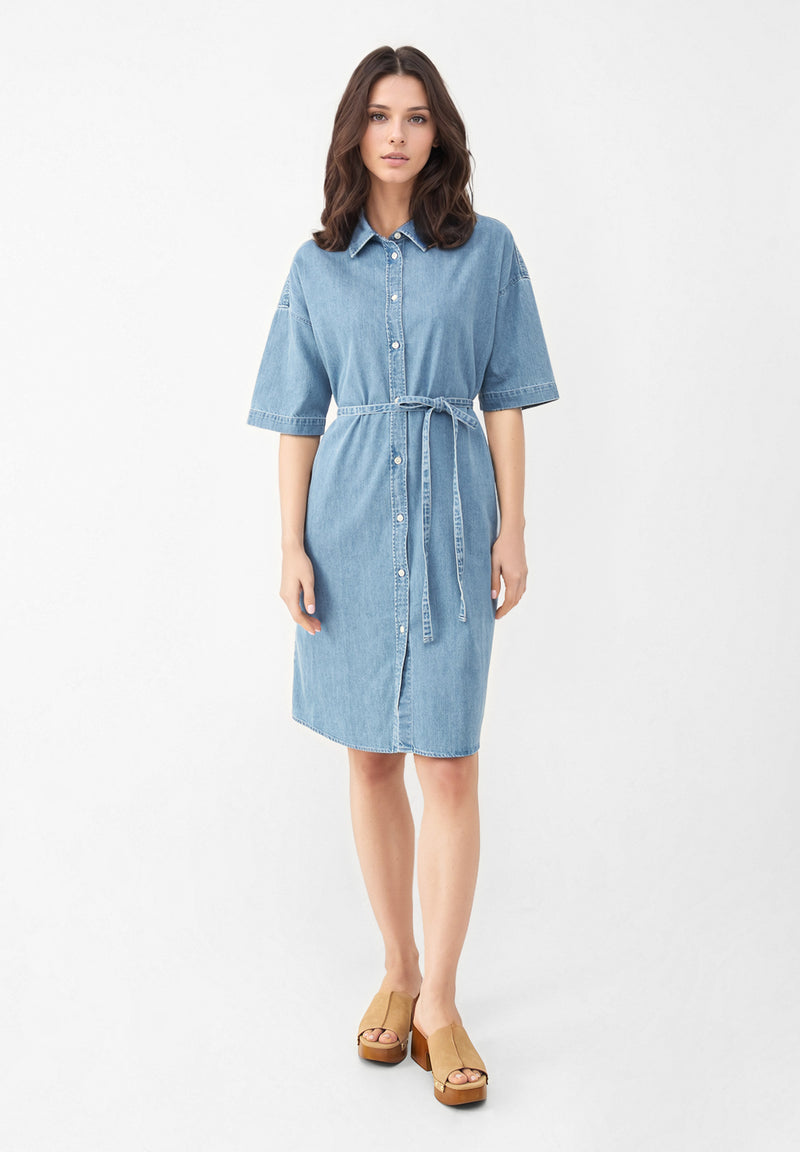 Givn Berlin Jeanskleid GBELOISE relaxed Fit aus Bio-Baumwolle Dress Light Blue (Denim)