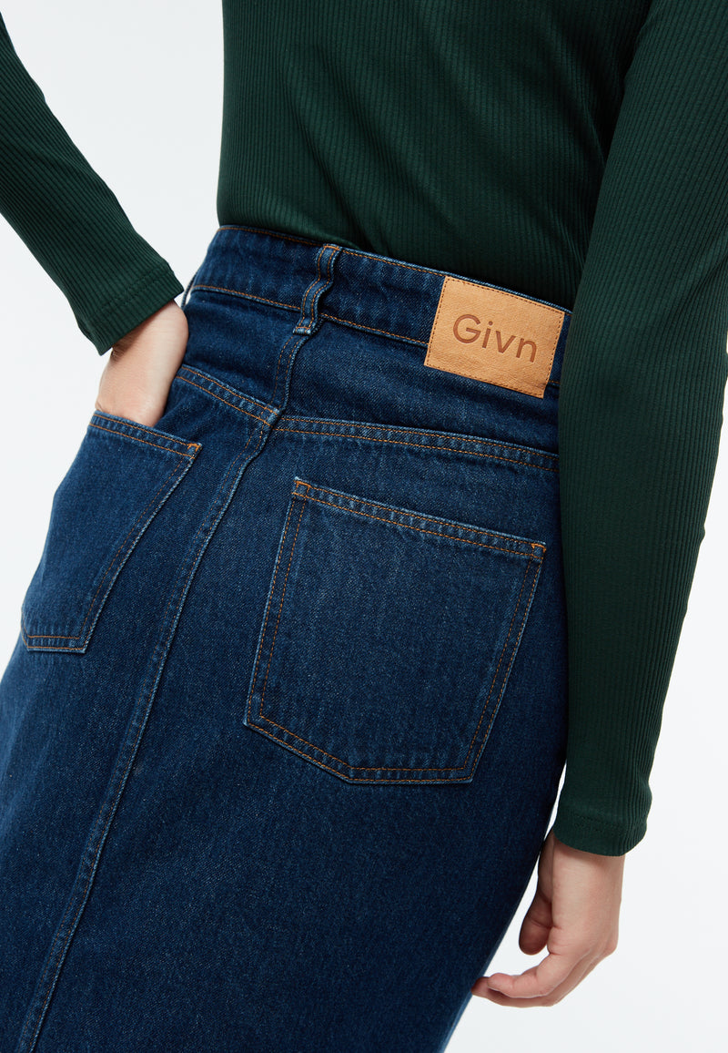 Givn Berlin Jeansrock GBKARLOTTA aus Bio-Baumwolle Skirt Dark Blue