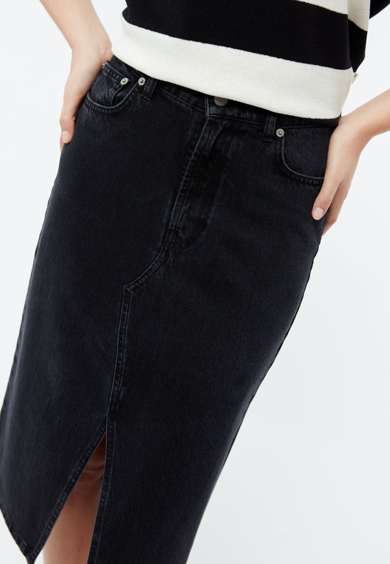Givn Berlin Jeansrock GBKARLOTTA aus Bio-Baumwolle Skirt Washed Black