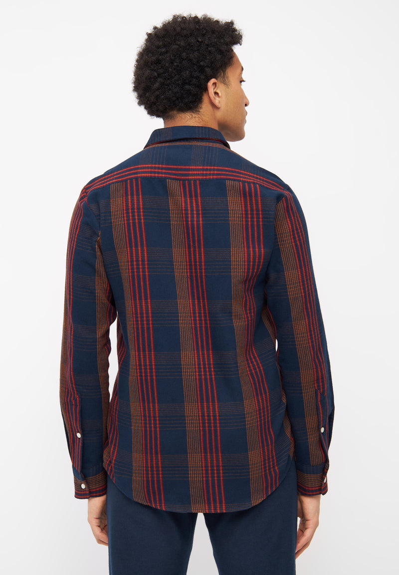 Givn Berlin Karo-Hemd KENT aus Bio-Baumwolle Buttoned Shirt Blue / Brown / Red (Checked)