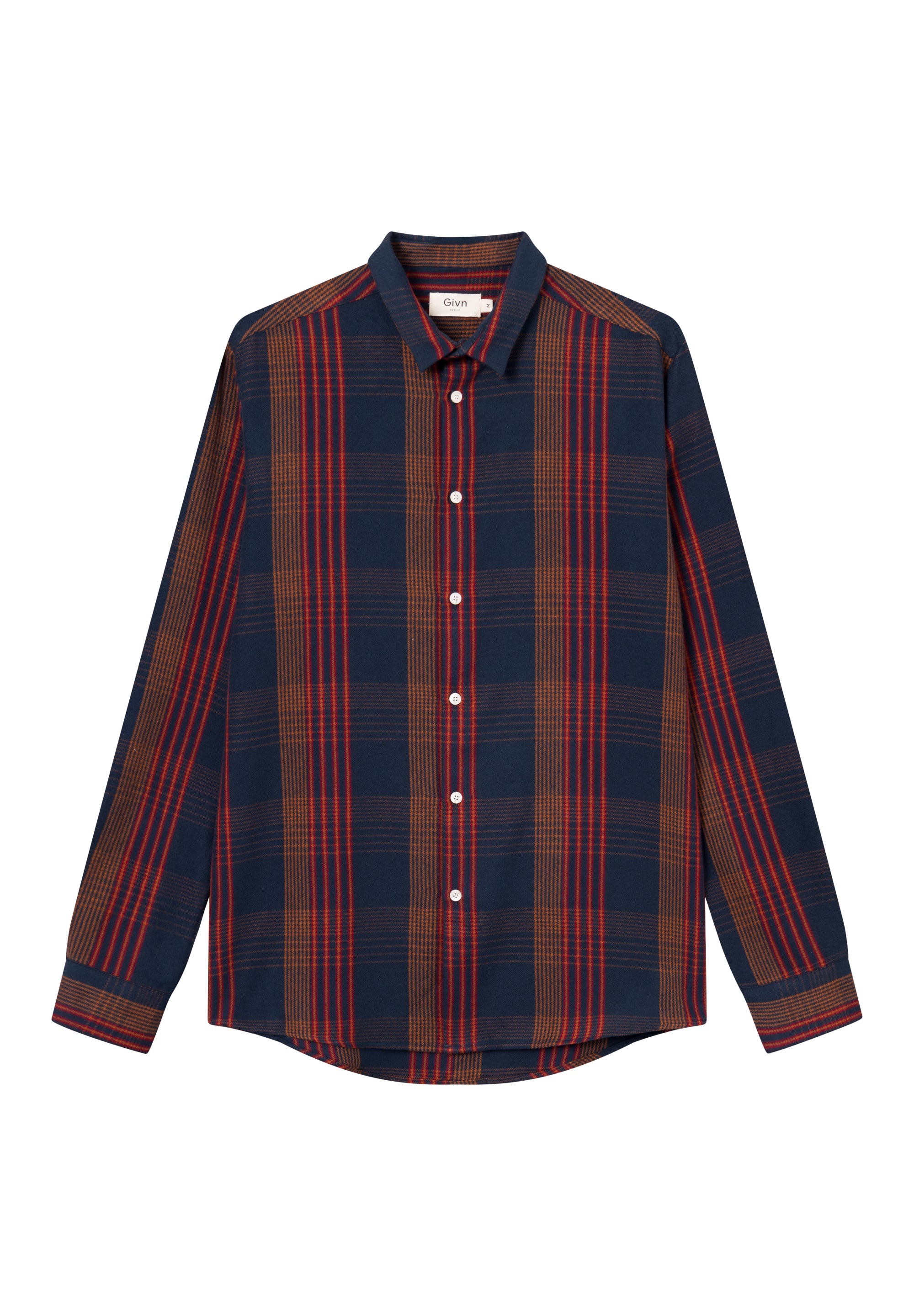 Givn Berlin Karo-Hemd KENT aus Bio-Baumwolle Buttoned Shirt Blue / Brown / Red (Checked)