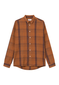 Givn Berlin Karo-Hemd KENT aus Bio-Baumwolle Buttoned Shirt Brown / Blue / Oak (Checked)