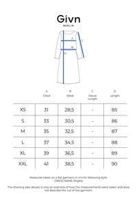 Givn Berlin Kleid GBANGELA aus gesmocktem Bio-Baumwoll Jersey Dress Nightshade Blue (Rib)