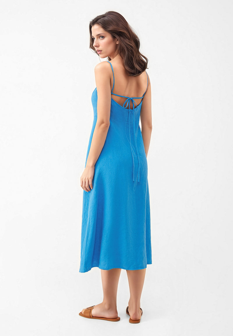 Givn Berlin Kleid GBGIANA slim Fit aus Leinen mit Rückendetail Dress French Blue (Linen)