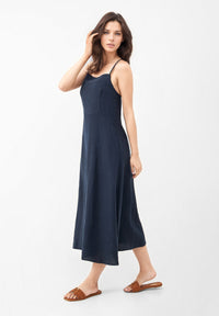Givn Berlin Kleid GBGIANA slim Fit aus Leinen mit Rückendetail Dress Midnight Blue (Linen)
