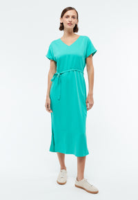 Givn Berlin Midi-Kleid GBPHILINE aus LENZING™ ECOVERO™ mit Bindegürtel Dress Amalfi Green