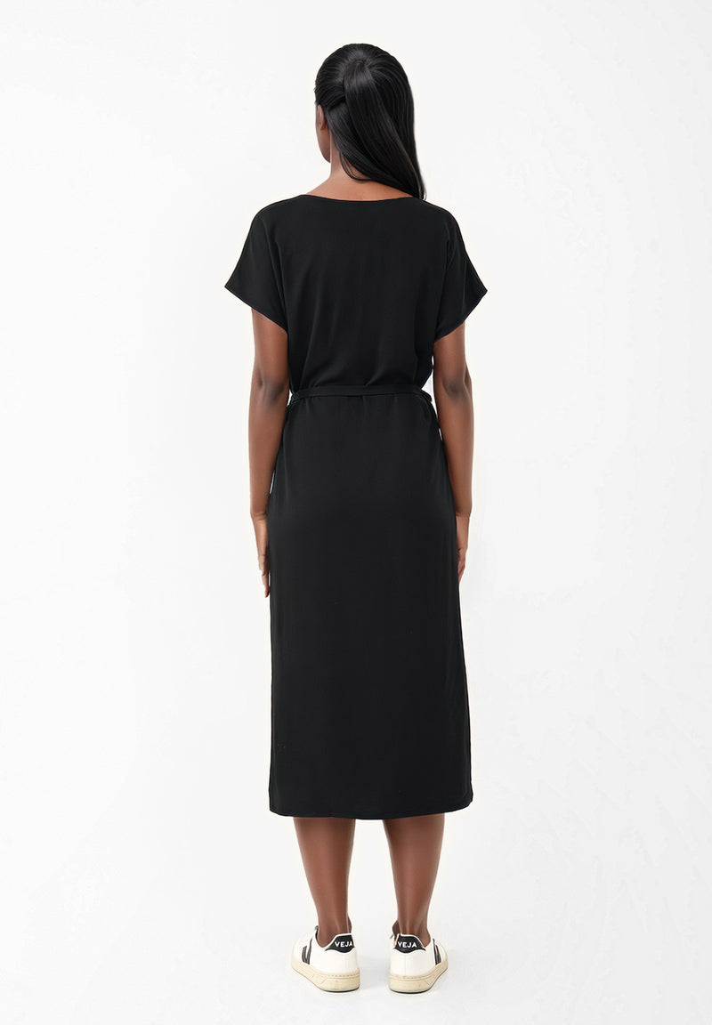 Givn Berlin Midi-Kleid GBPHILINE aus LENZING™ ECOVERO™ mit Bindegürtel Dress Black