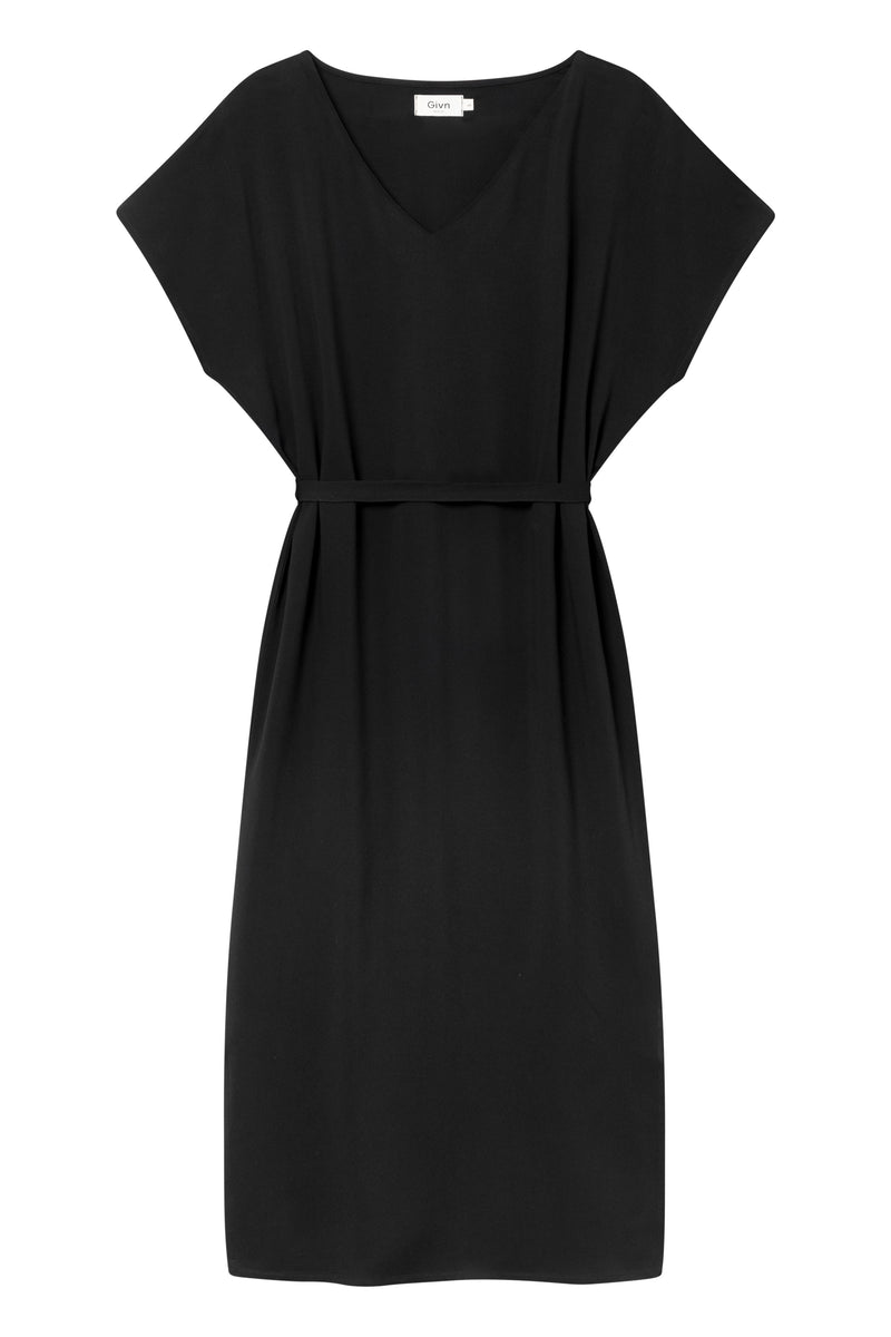 Givn Berlin Midi-Kleid GBPHILINE aus LENZING™ ECOVERO™ mit Bindegürtel Dress Black