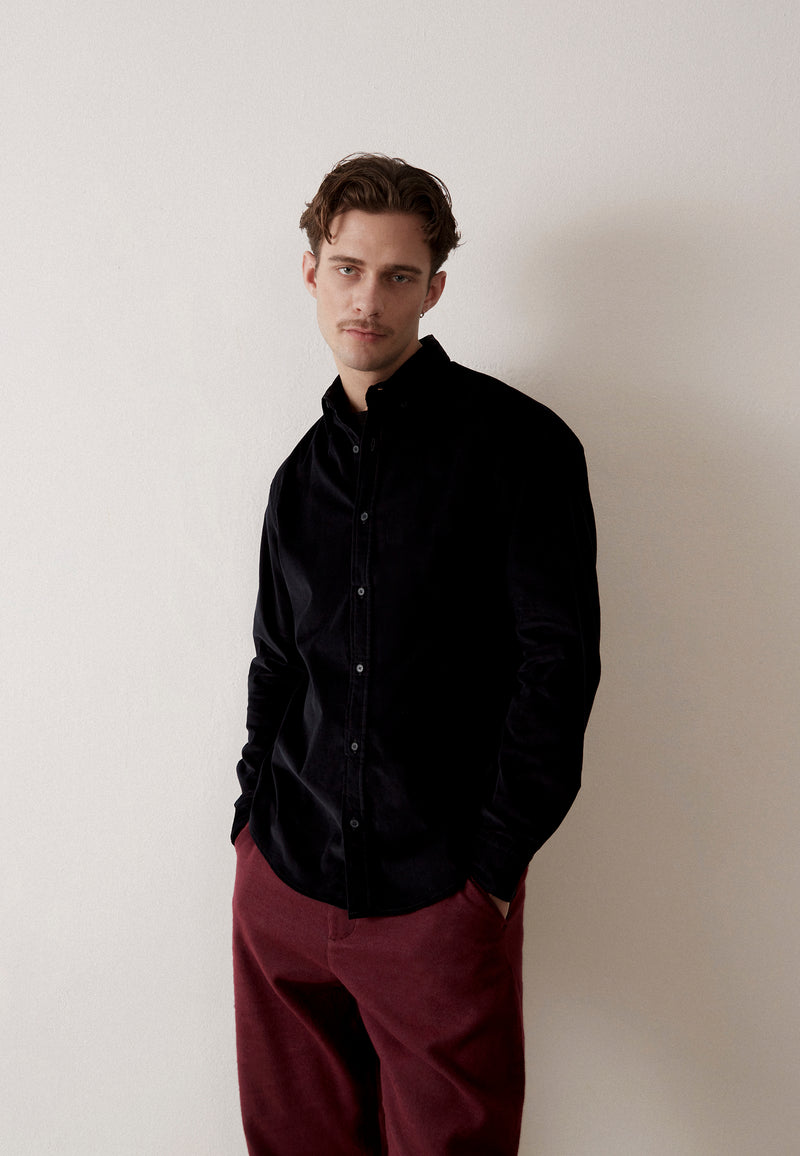 Givn Berlin Kordhemd GBFABIO aus Bio-Baumwolle Buttoned Shirt Black (Cord)
