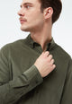 Givn Berlin Kordhemd GBFABIO aus Bio-Baumwolle Buttoned Shirt Dark Khaki (Cord)
