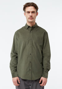 Givn Berlin Kordhemd GBFABIO aus Bio-Baumwolle Buttoned Shirt Dark Khaki (Cord)