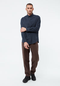 Givn Berlin Kordhemd GBFABIO aus Bio-Baumwolle Buttoned Shirt Midnight Blue (Cord)