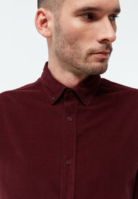 Givn Berlin Kordhemd GBFABIO aus Bio-Baumwolle Buttoned Shirt Wine Red (Cord)