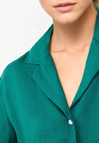 Givn Berlin Kurzarmbluse GBCAROL cropped aus Leinen Blouse Malachite Green (Linen)