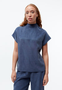 Givn Berlin Kurzarmbluse GBLETIZIA mit Stehkragen aus TENCEL™ mit Peach-Effekt Blouse Nightshade Blue