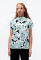 Givn Berlin Kurzarmbluse GBLETIZIA mit Stehkragen aus TENCEL™ mit Peach-Effekt Blouse Gentle Blue (Dreamy Florals)