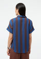 Givn Berlin Kurzarmbluse GBSARAH aus LENZING™ ECOVERO™ Blouse Blazing Blue / Chocolate Brown (Stripes)